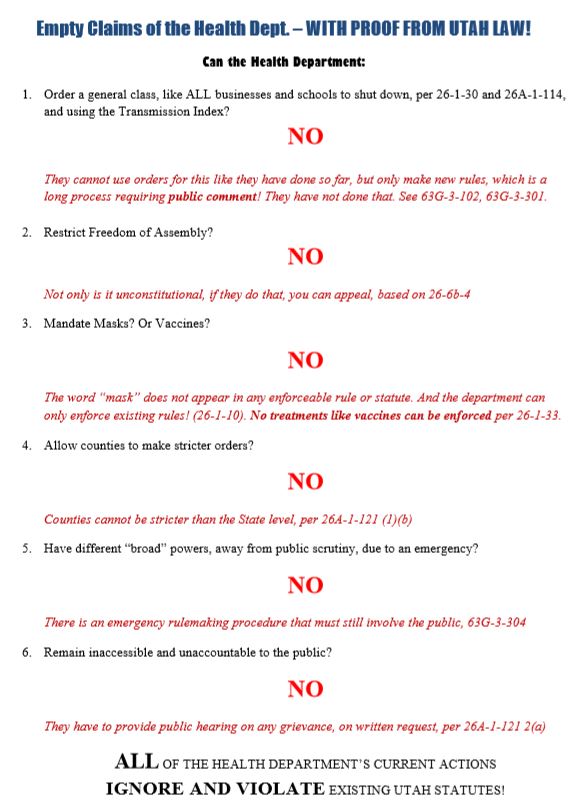 Laws being broken by the Utah Health Department