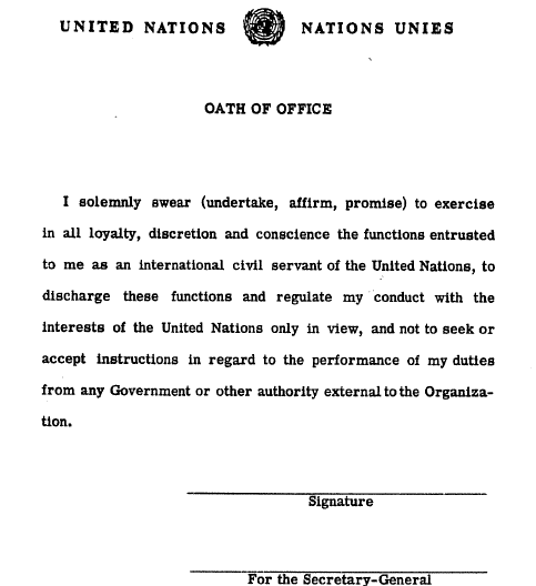 United Nations Oath of Office Scan